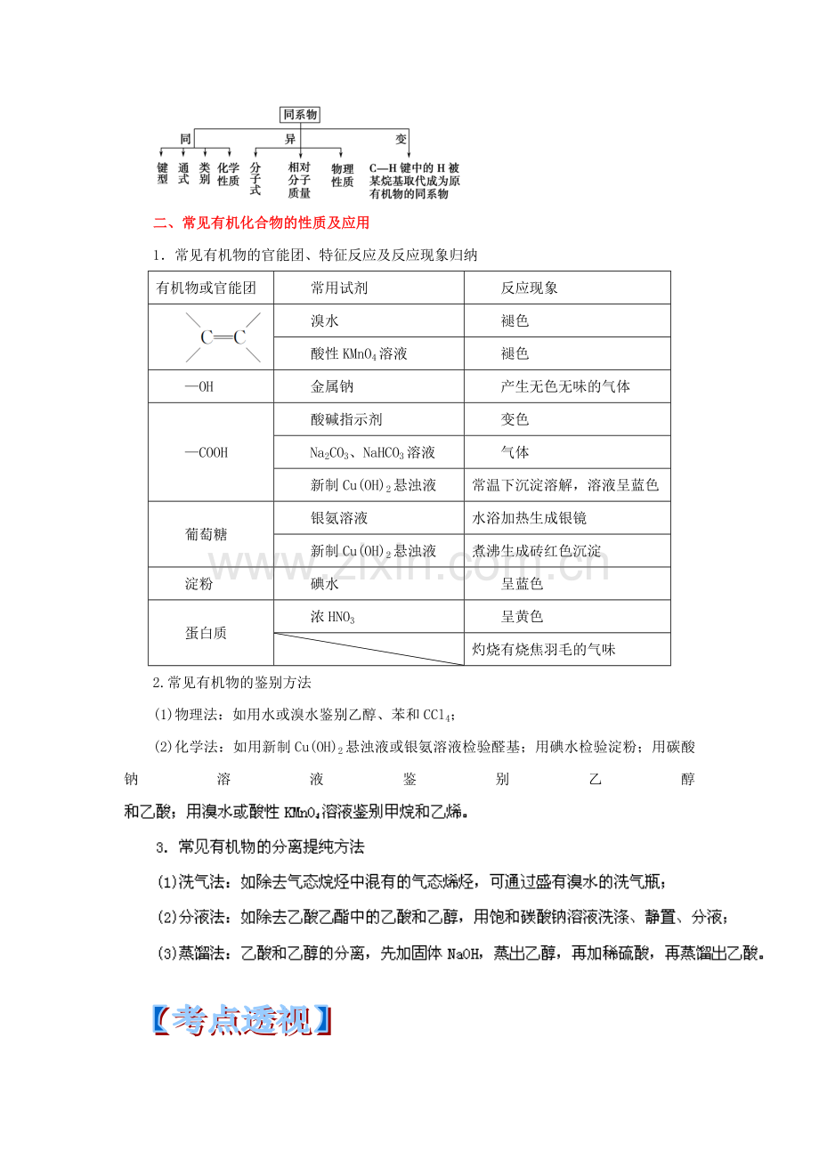 高三二轮专题复习讲义常见有机化合物及其应用.doc_第2页