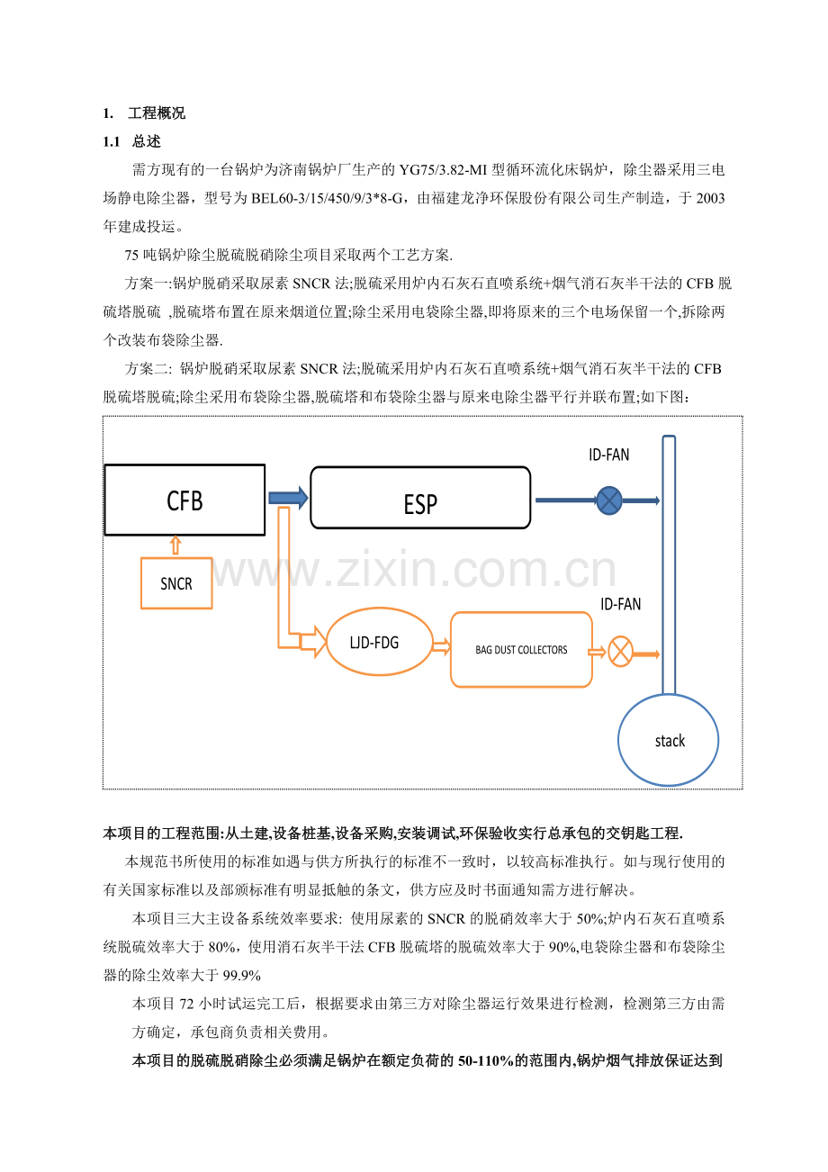 75吨锅炉除尘脱硫脱硝项目采取两个工艺方案.doc_第2页