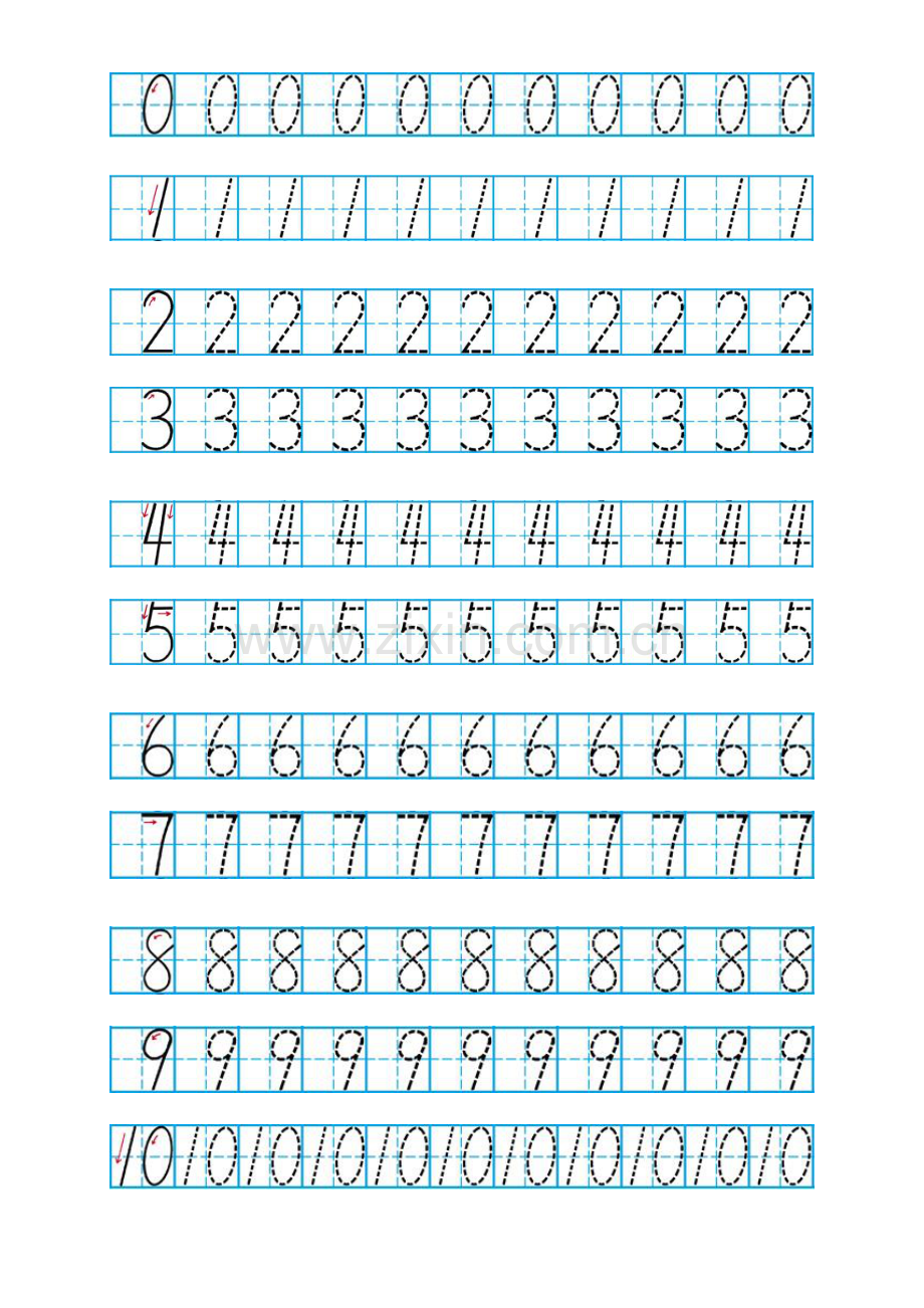 幼儿数字描红010A4打印.doc_第1页