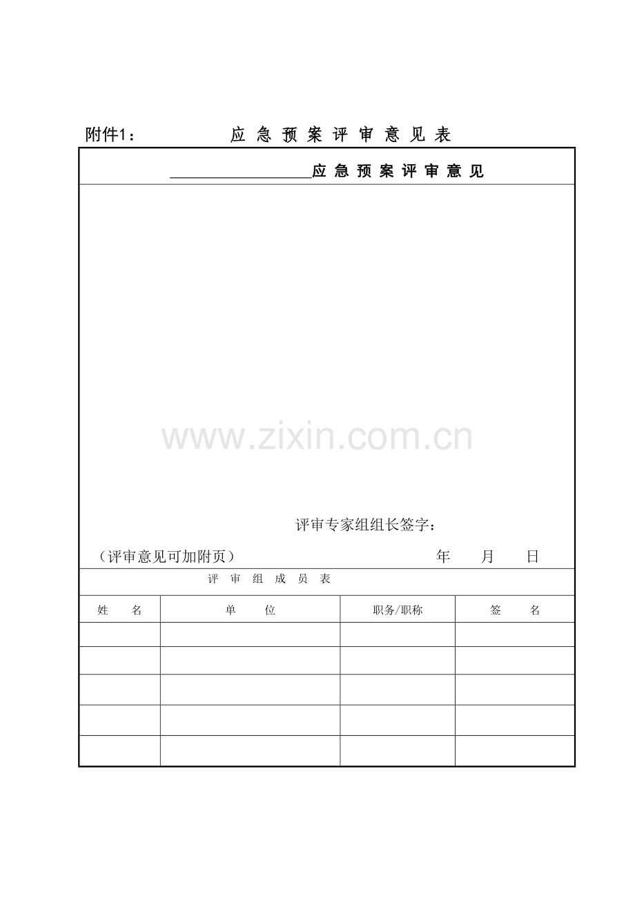 应急预案评审意见表应急预案评审意见.doc_第1页