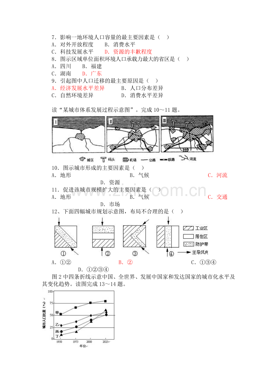 高中地理必修二期末测试题1.doc_第2页