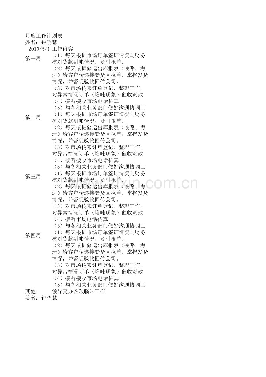 月度工作计划表.xls_第1页