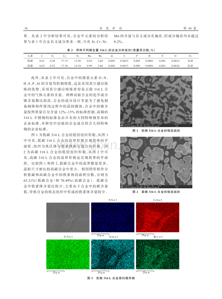 不同碳含量铸态316L不锈钢的组织和性能研究.pdf_第2页