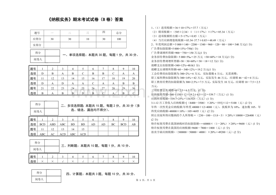 《纳税实务》期末考试试卷B答案.doc_第1页