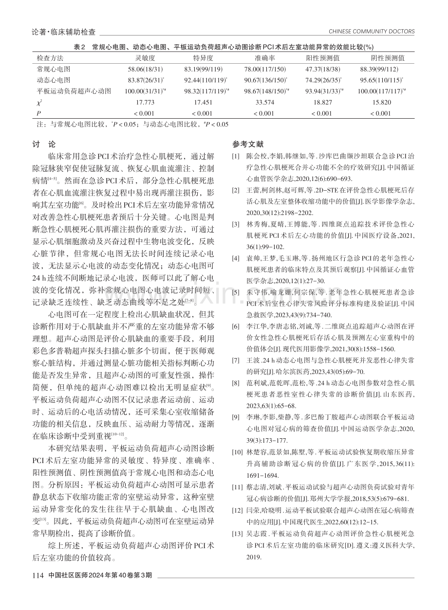 平板运动负荷超声心动图评价急性心肌梗死患者PCI术后左室功能的价值.pdf_第3页