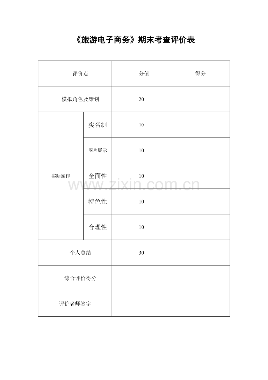 《旅游电子商务》期末考查方案及评分标准(适用于考查课).doc_第3页