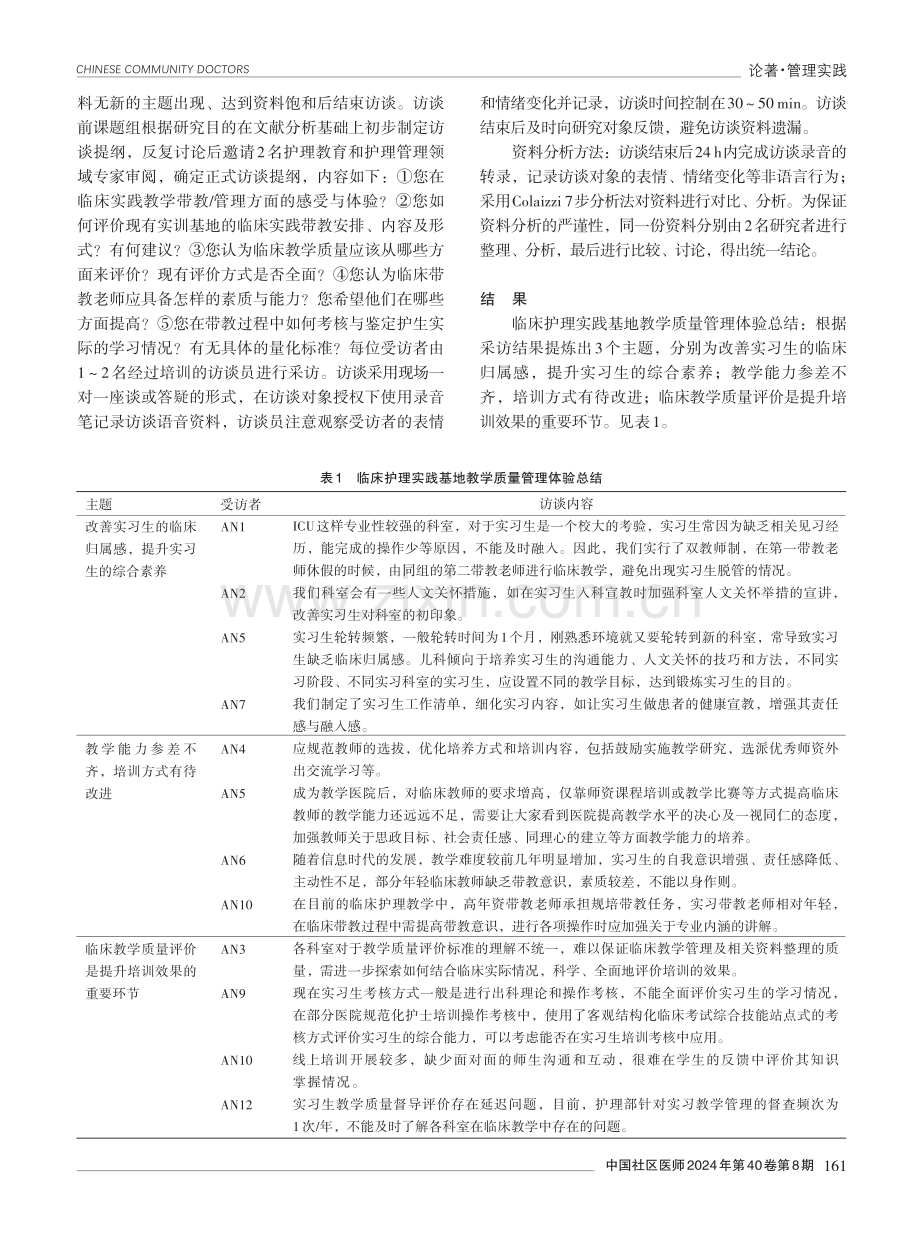 临床护理实践基地教学质量管理体验的质性研究.pdf_第2页