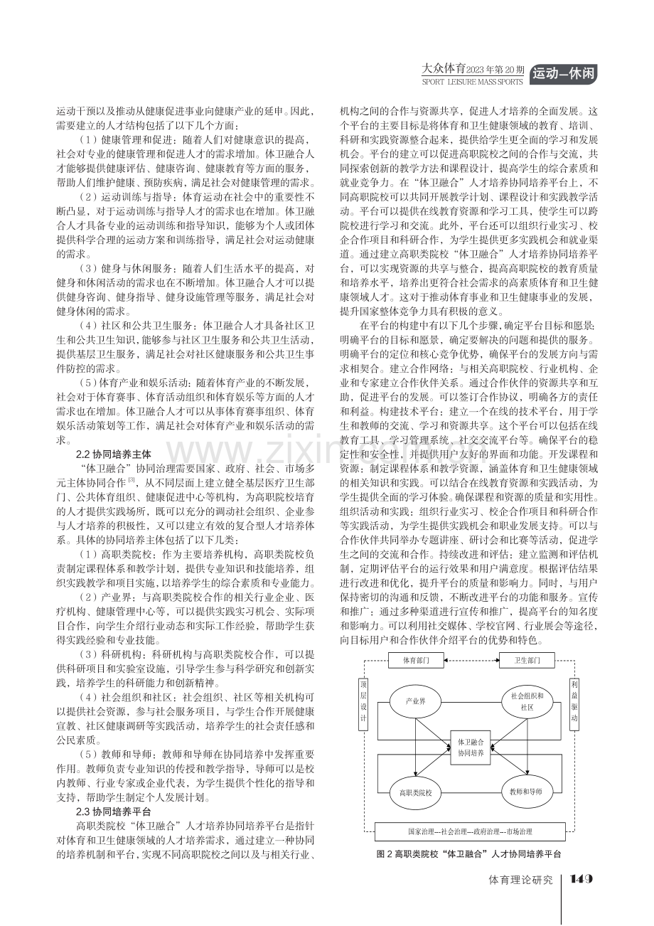 新时代高职类院校“体卫融合”人才培养的创新机制研究.pdf_第2页