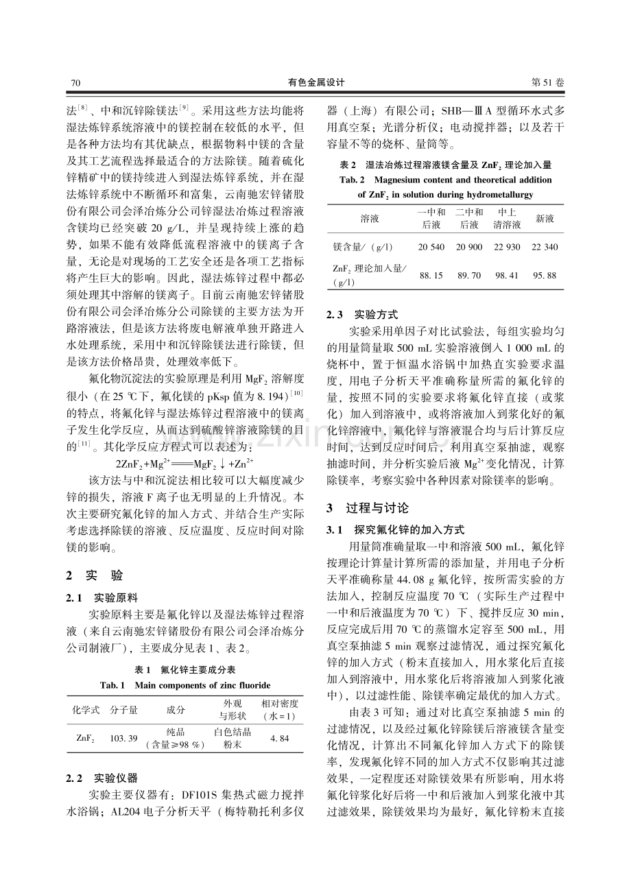 湿法炼锌溶液氟化锌除镁技术研究.pdf_第2页