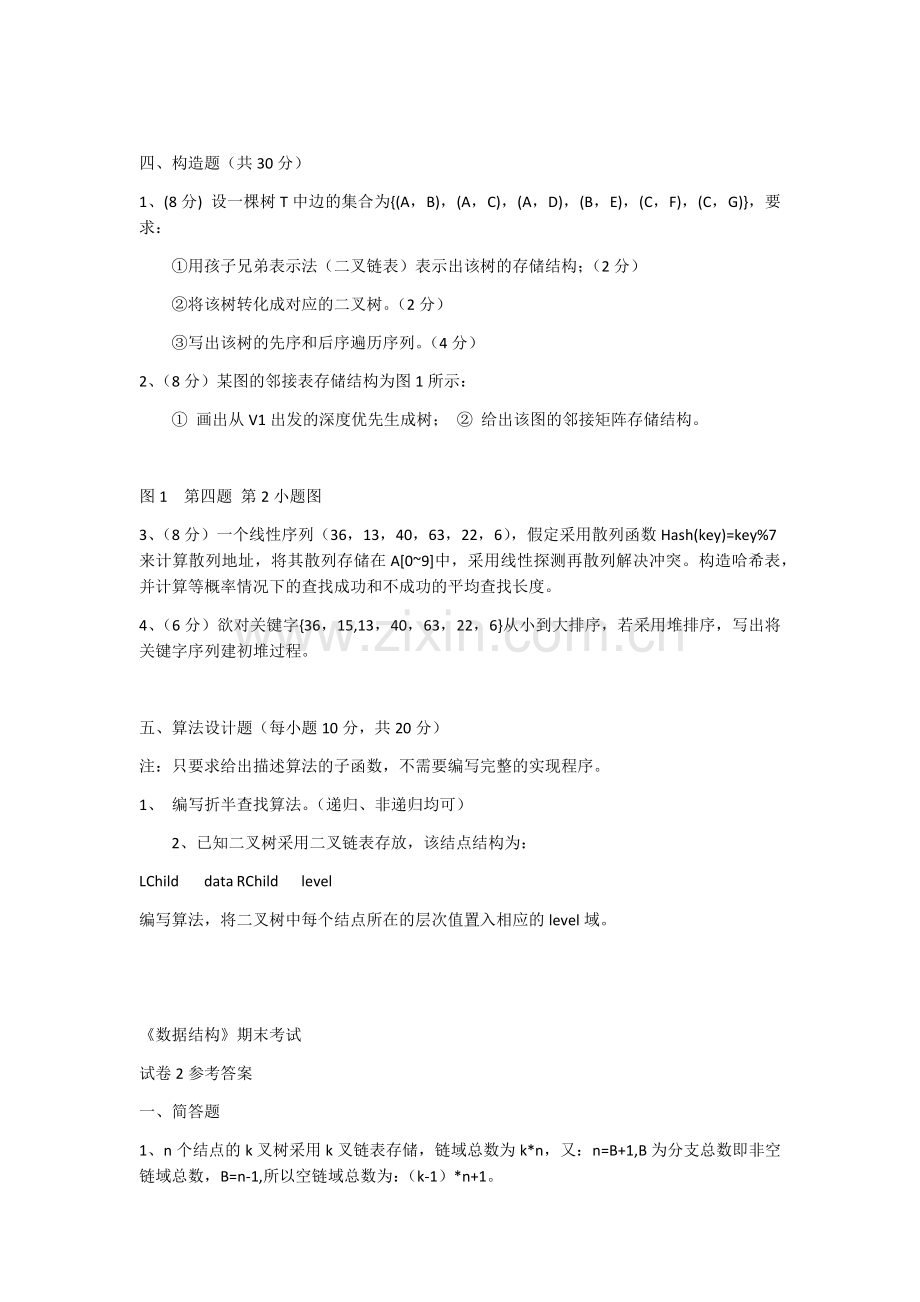 《数据结构》期末考试试卷试题及答案2套.docx_第3页