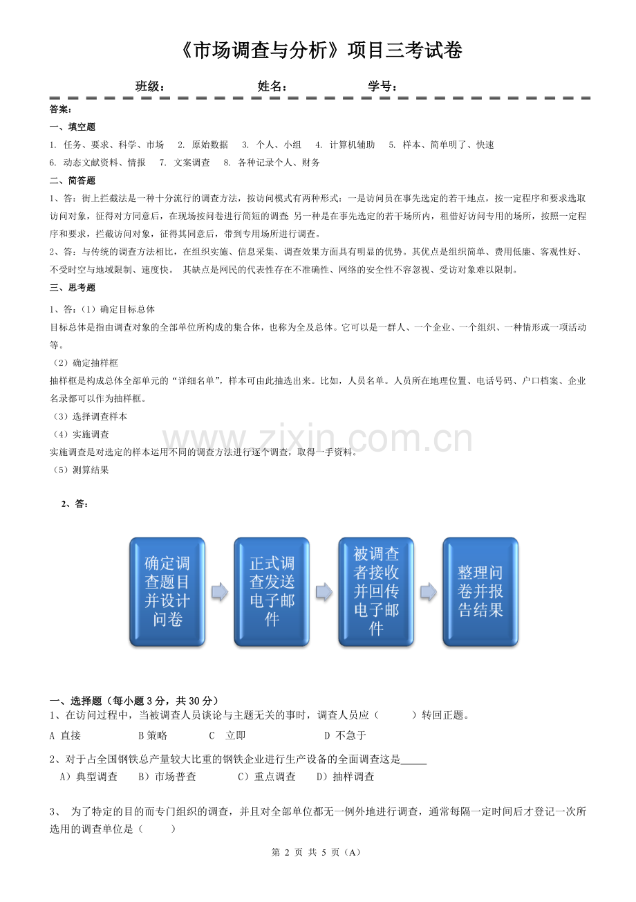 市场调查与分析期末考试卷带答案AB卷模拟试卷综合检测卷2.doc_第2页