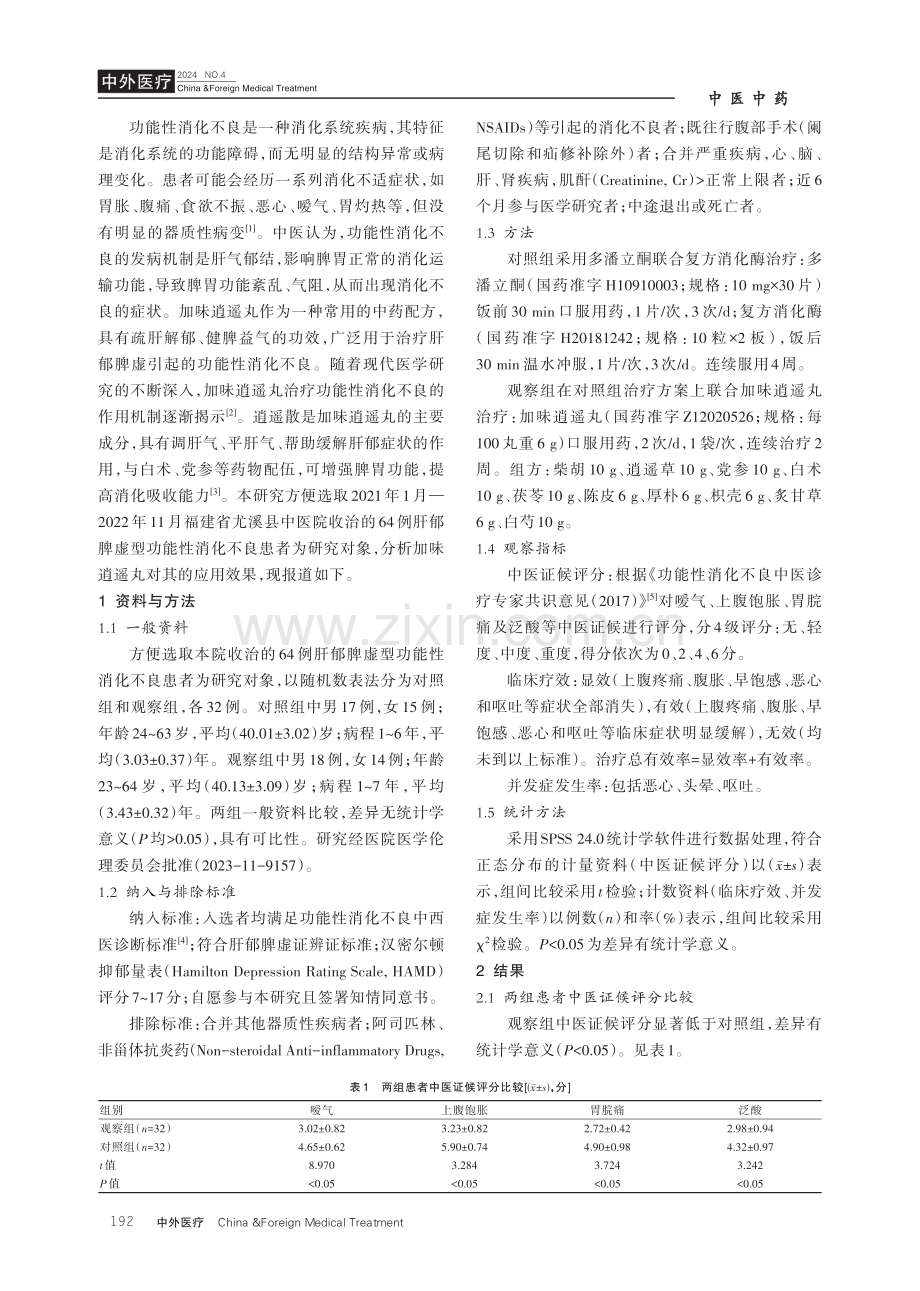 肝郁脾虚型功能性消化不良中加味逍遥丸的应用研究.pdf_第2页