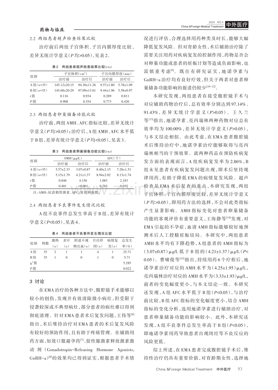 醋酸亮丙瑞林微球与地诺孕素片治疗在子宫内膜异位囊肿患者术后的对比研究.pdf_第3页