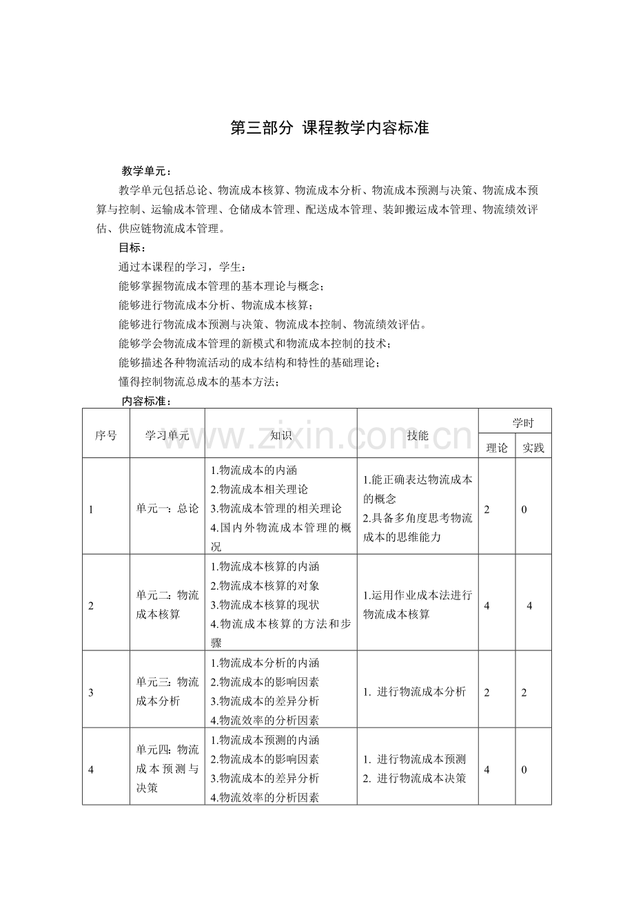 物流成本的核算与控制教学标准-授课计划-课程整体设计-教学计划-教学日历.docx_第3页