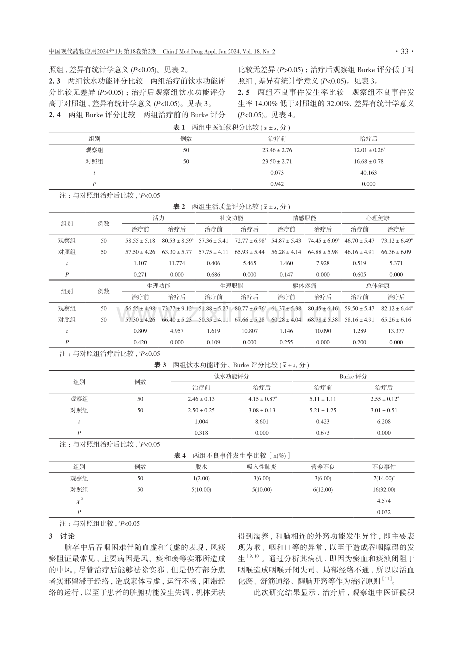 补阳还五汤联合耳针治疗脑卒中后吞咽困难的疗效及对饮水功能的影响探讨.pdf_第3页