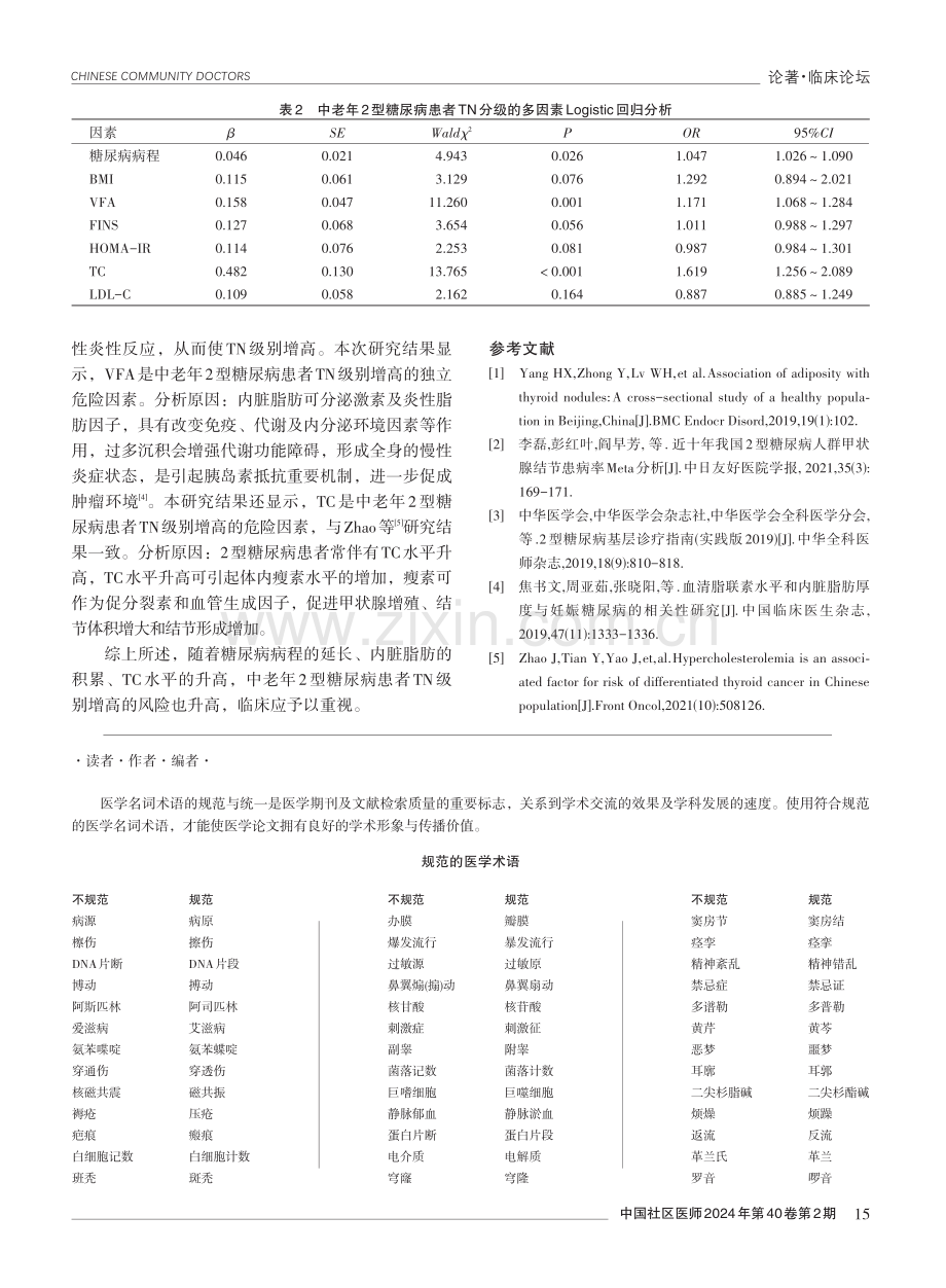 中老年2型糖尿病患者甲状腺结节分级的影响因素分析.pdf_第3页