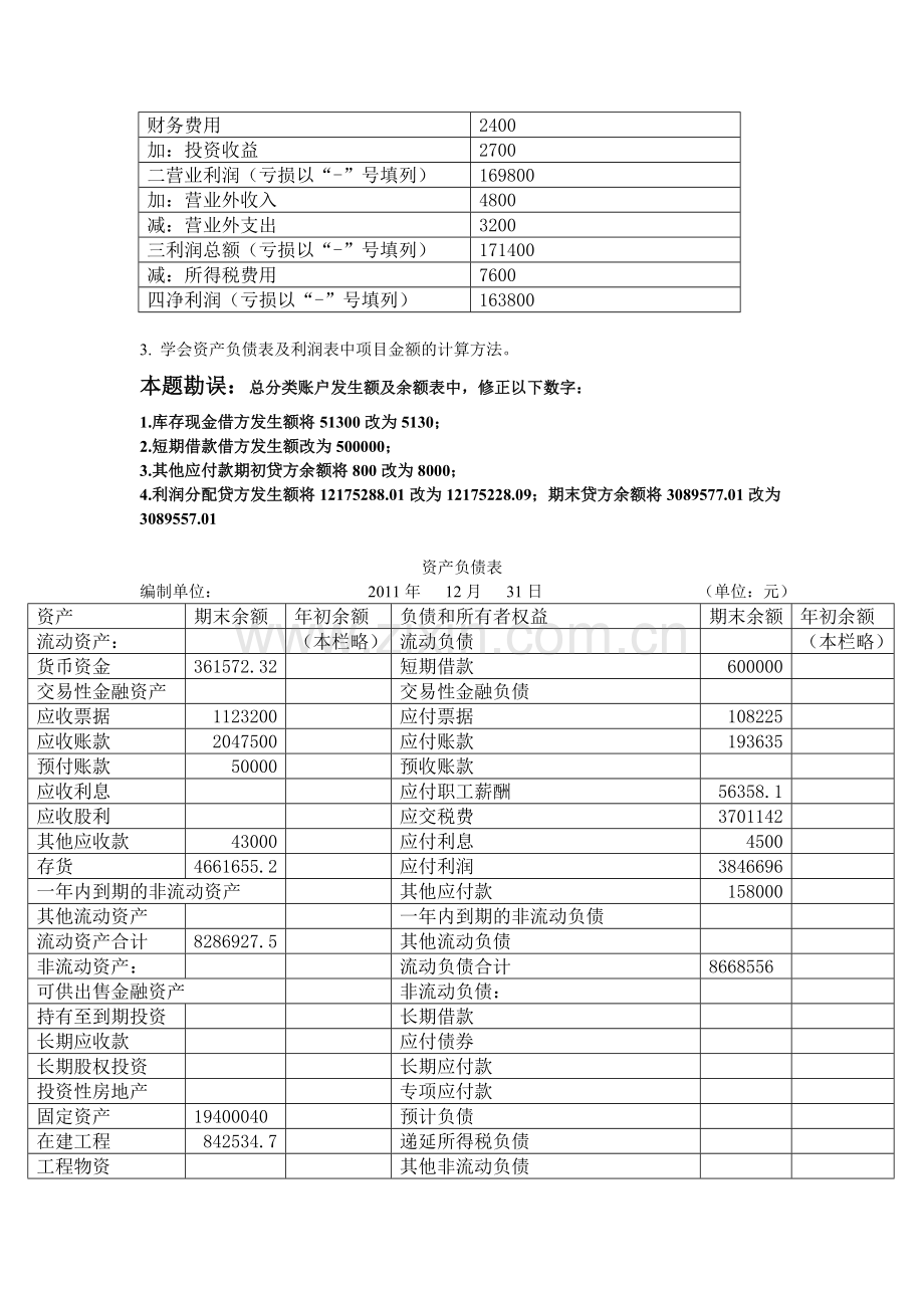 项目九-----编制财务会计报告参考答案.doc_第2页