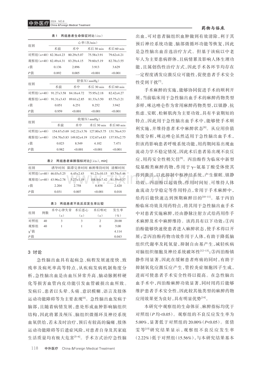 丙泊酚与咪达唑仑在急性脑出血手术患者中的应用效果分析.pdf_第3页