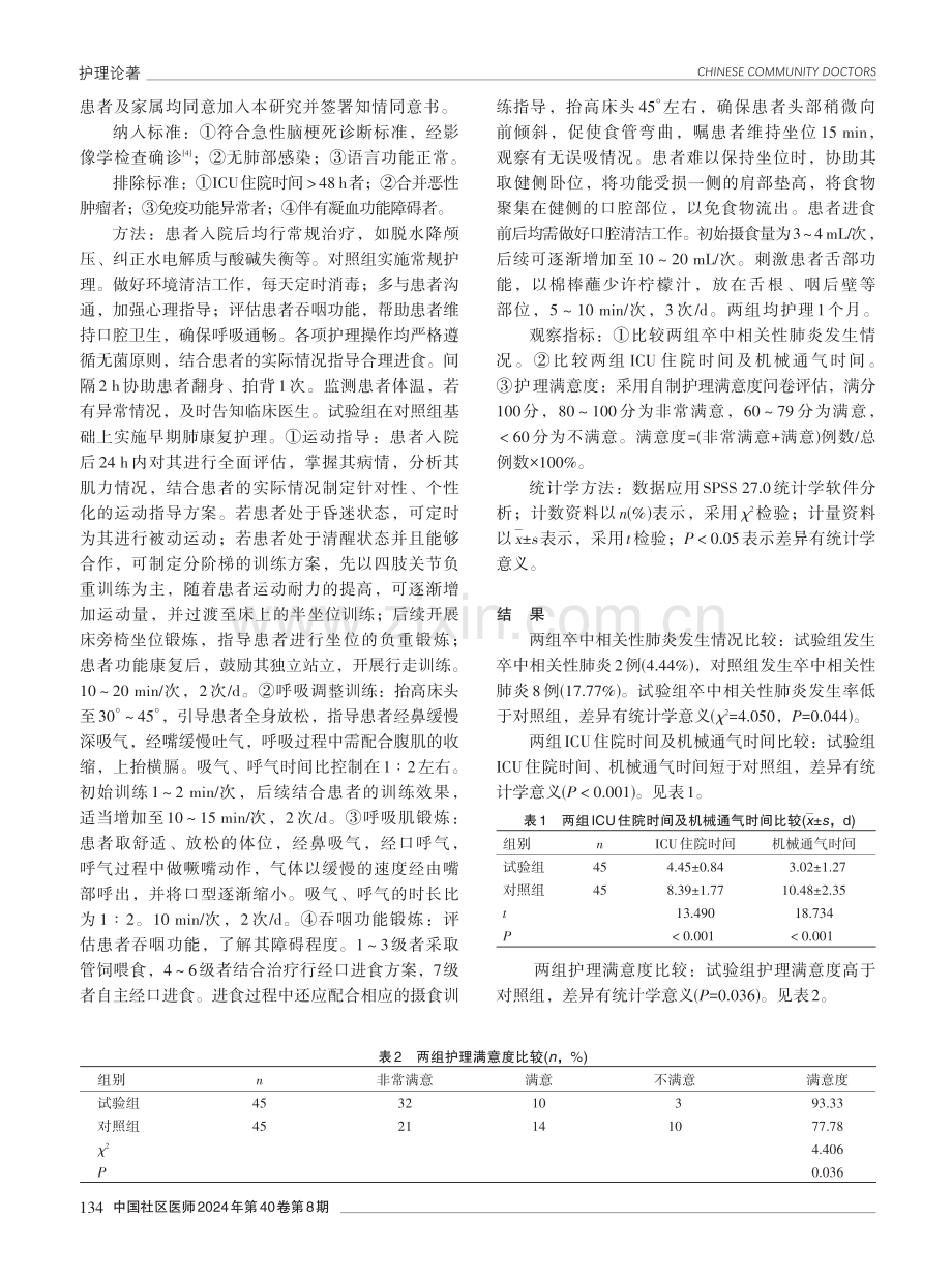 早期肺康复护理在急性脑卒中患者护理中的应用效果分析.pdf_第2页