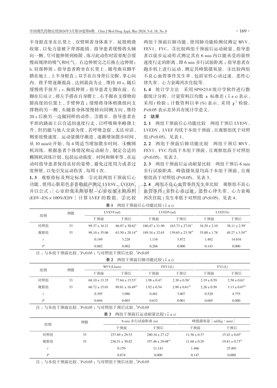 慢性心力衰竭患者实施呼吸训练联合心脏康复运动训练的效果观察.pdf_第3页