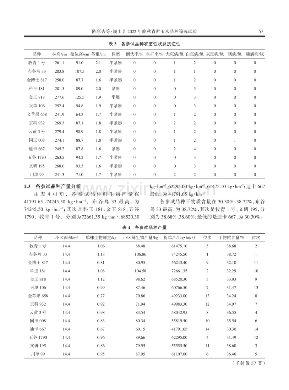 巍山县2022年晚秋青贮玉米品种筛选试验.pdf_第3页