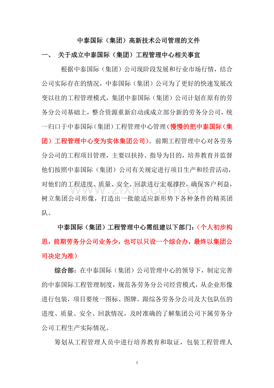 中泰国际关于工程项目子公司责任承包的政策-Microsoft-Word-文档.doc_第1页