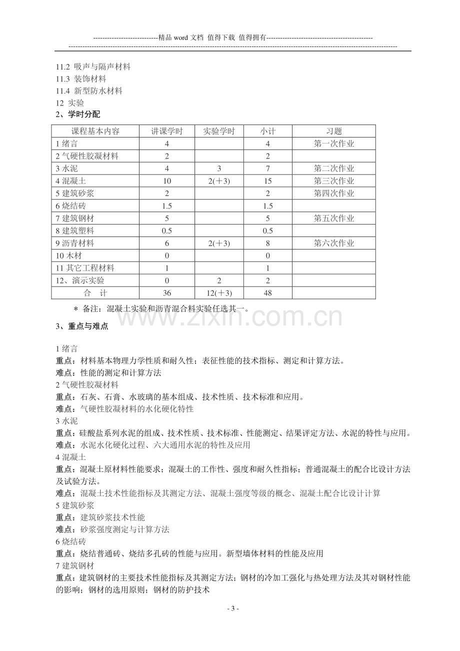 07《土木工程材料》教学大纲和实验大纲.doc_第3页