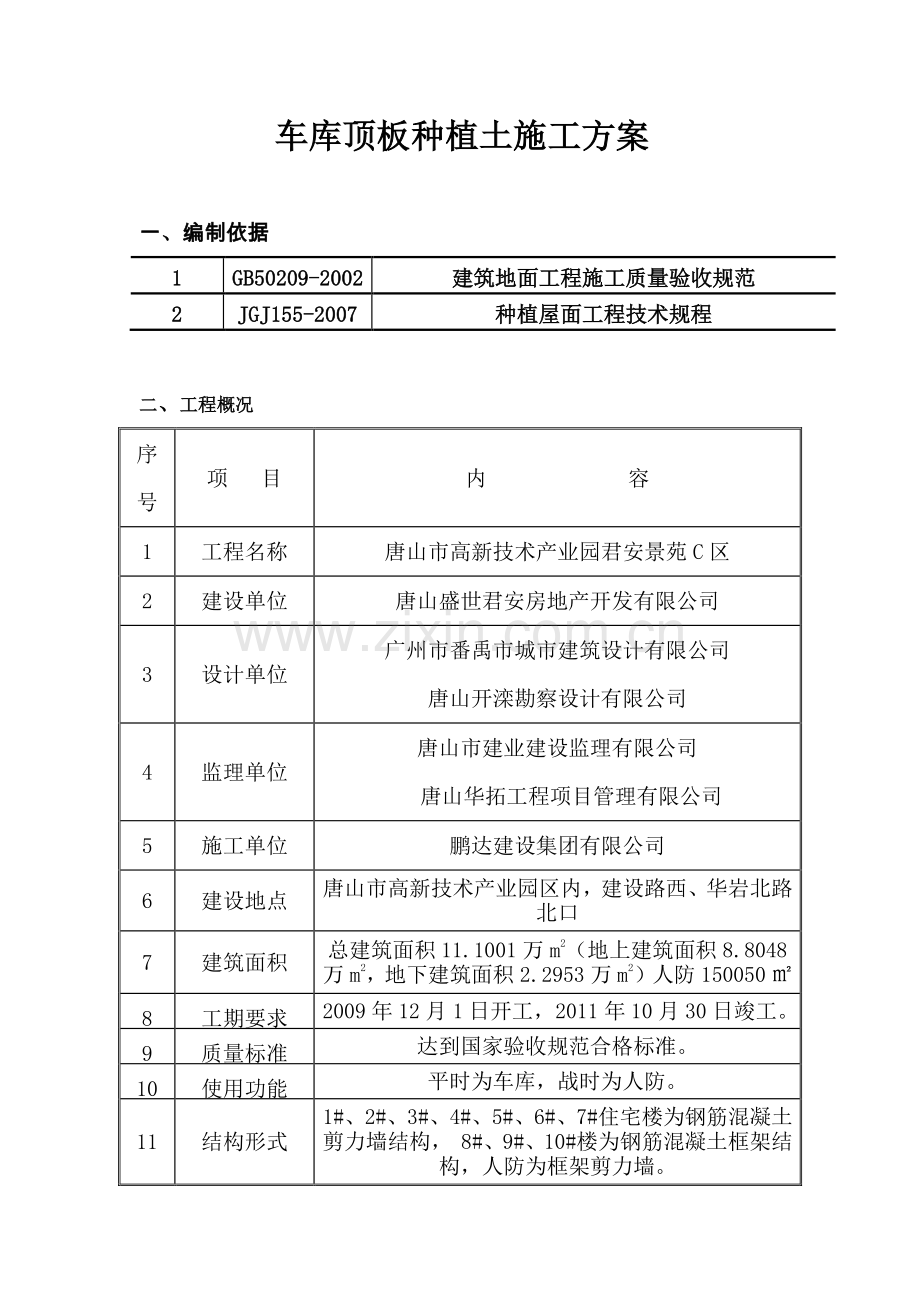 车库顶板种植土施工方案.doc_第1页