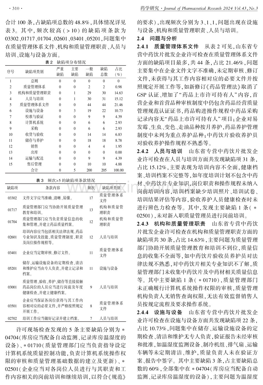 山东省专营中药饮片批发企业许可缺陷及对策.pdf_第3页