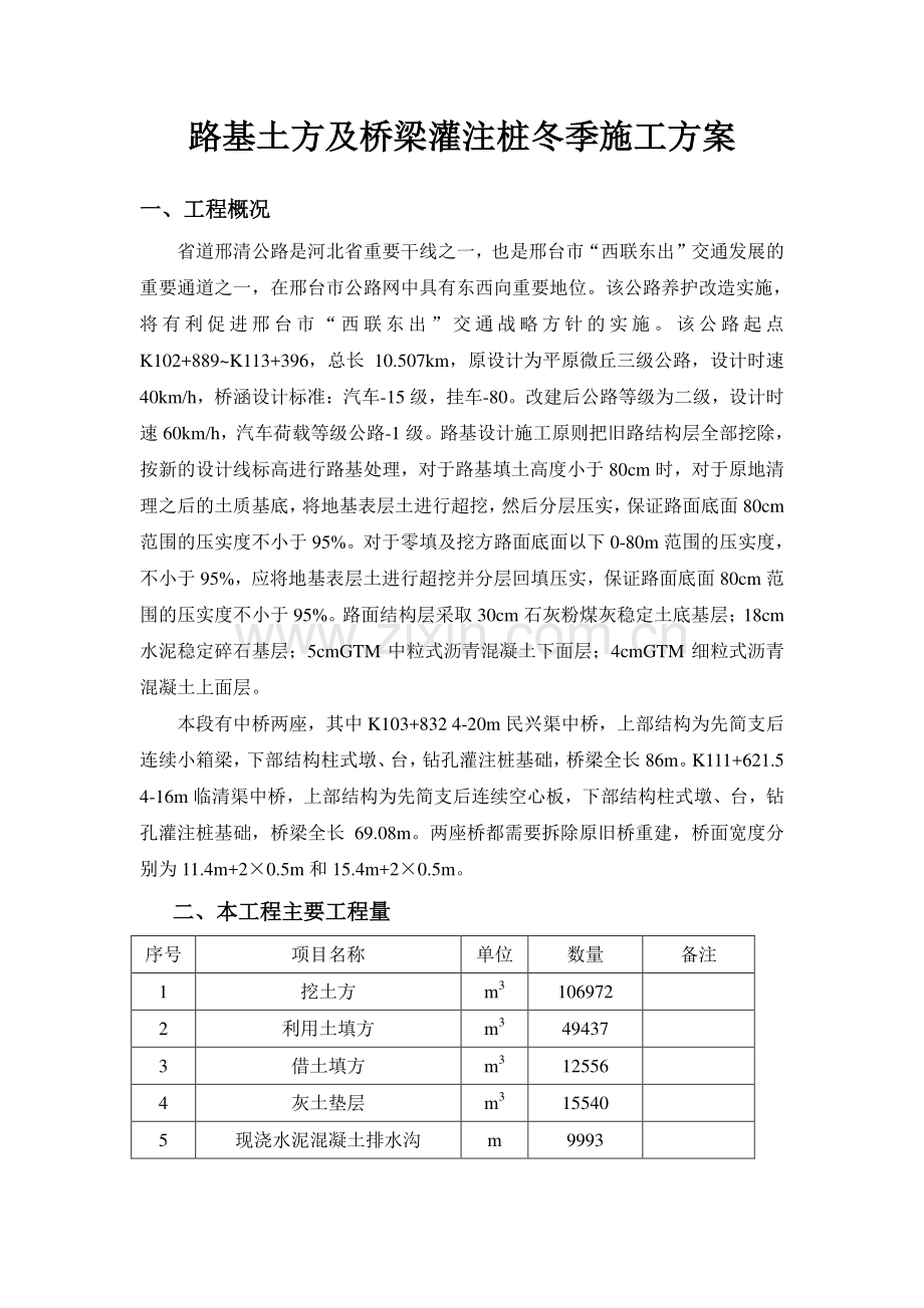 路基土方及桥梁灌注桩冬季施工方案.doc_第1页