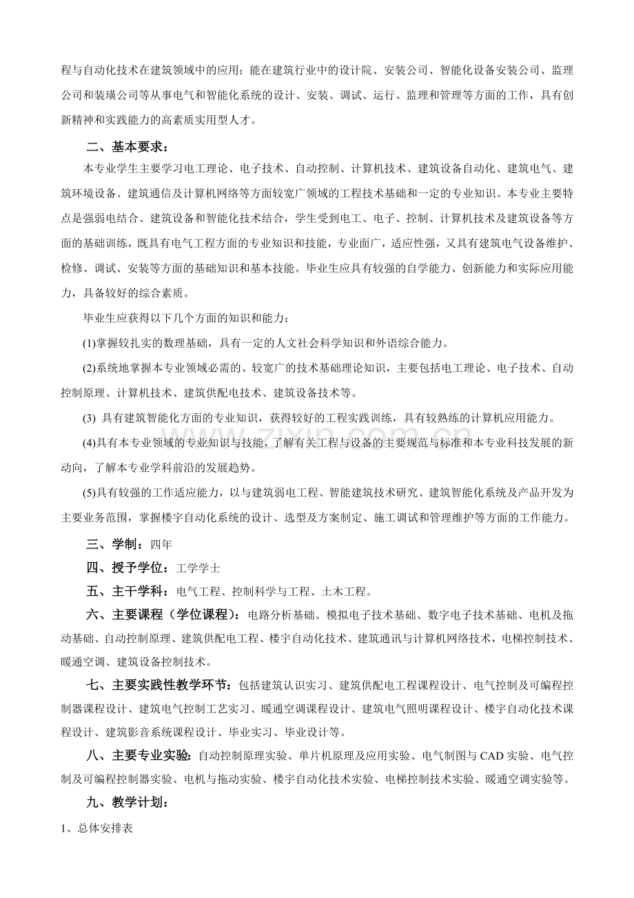 建筑电气与智能化培养方案.doc_第2页