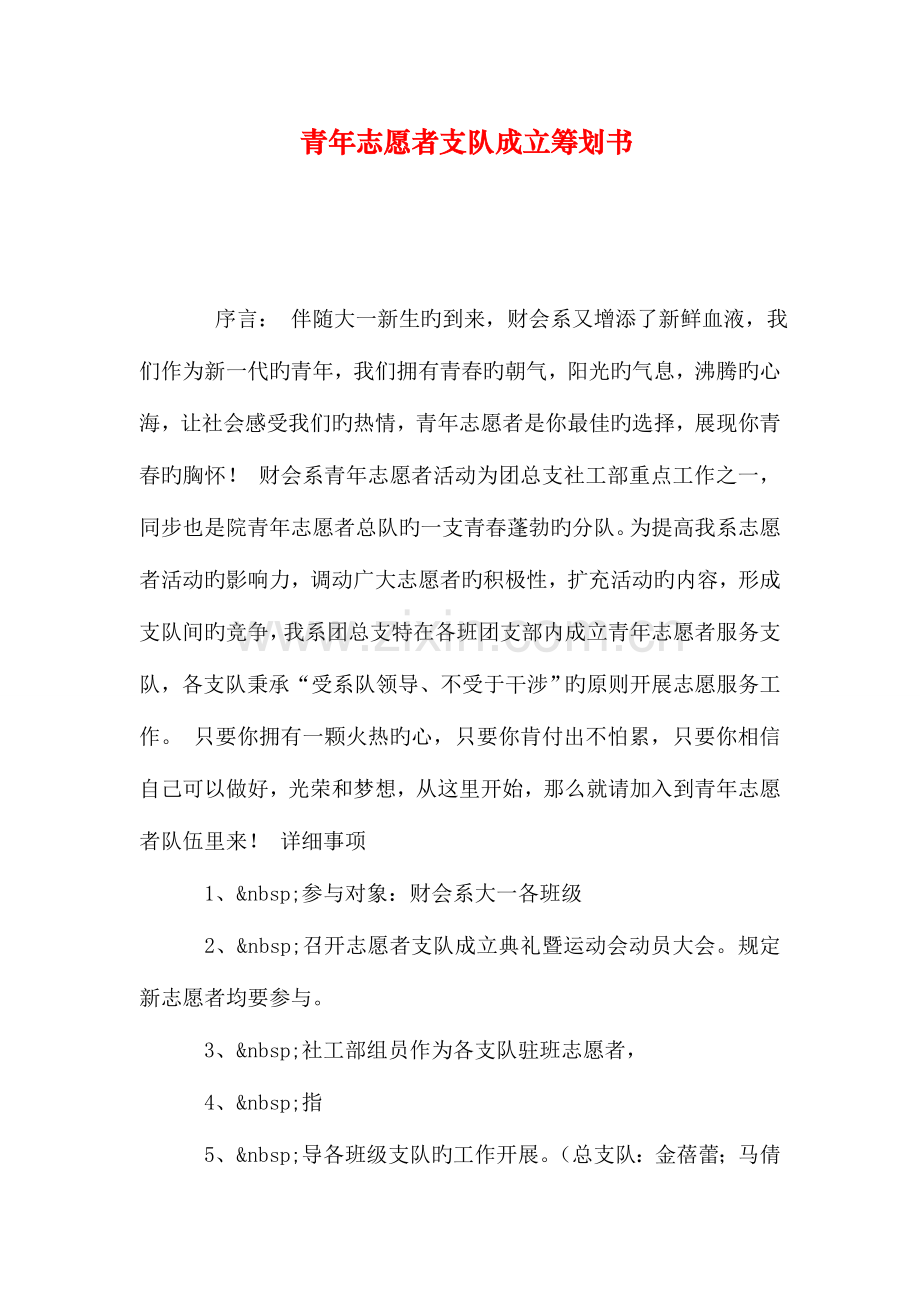 青年志愿者支队成立策划书.doc_第1页