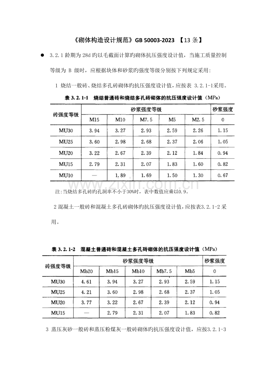 砌体结构设计规范强条.docx_第1页