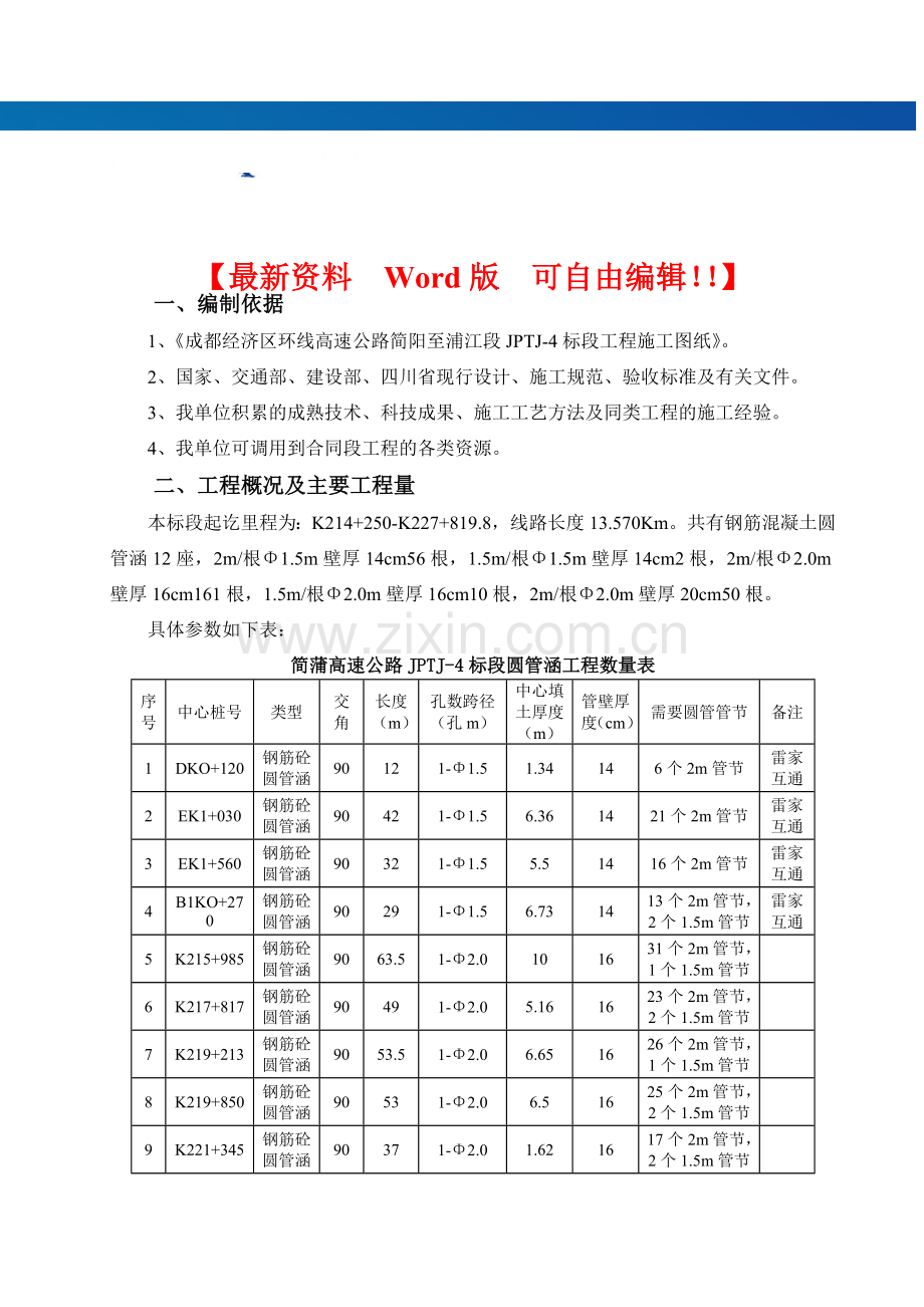 钢筋混凝土圆管涵涵管预制施工方案.doc_第1页