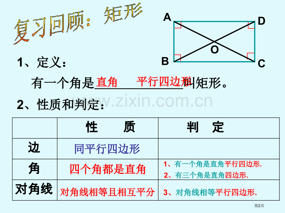 矩形的性质与判定复习课市名师优质课比赛一等奖市公开课获奖课件.pptx_第2页