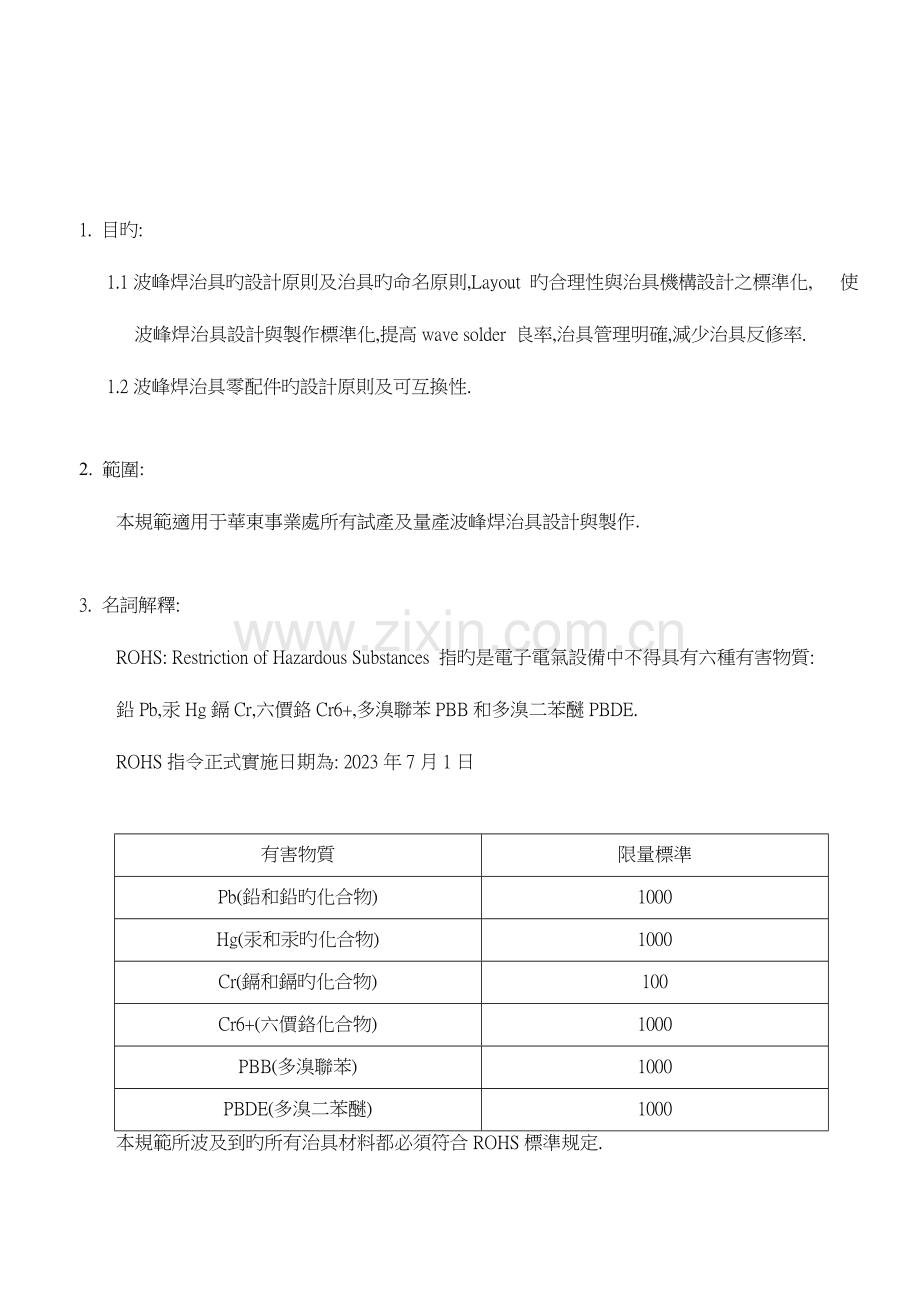 波峰焊治具设计规范流程.doc_第1页