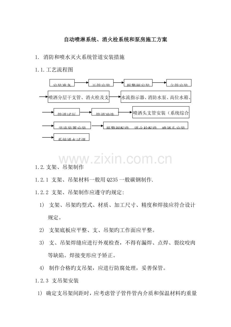 自动喷淋系统、消火栓系统及泵房施工方案.doc_第1页