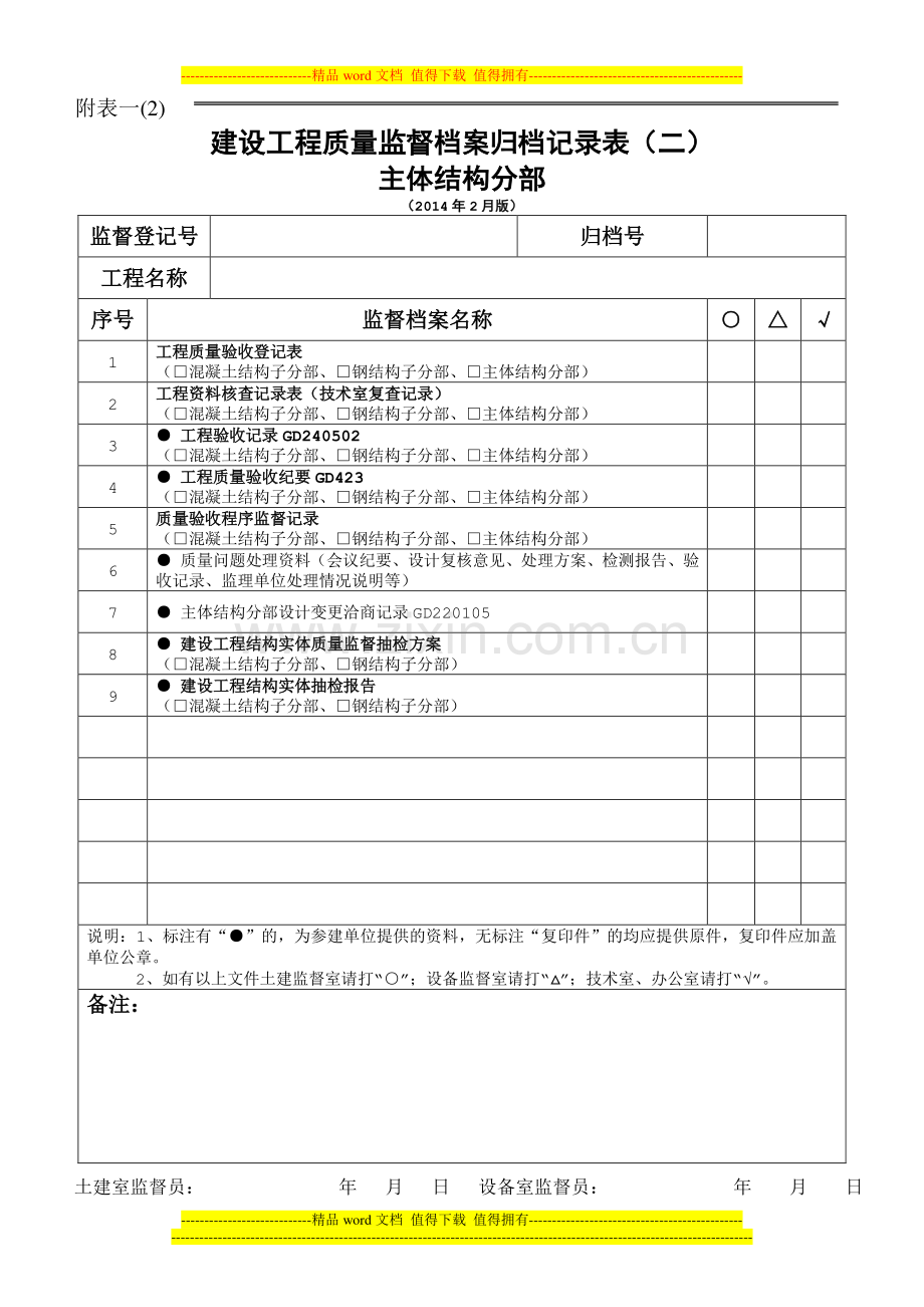 建设工程质量监督档案归档记录表(一～六)(2014年2月版)-2-11.doc_第2页