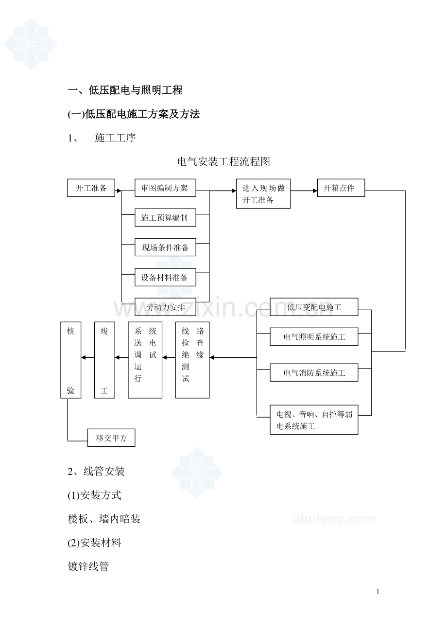 低压电气及照明施工方案p.doc_第1页