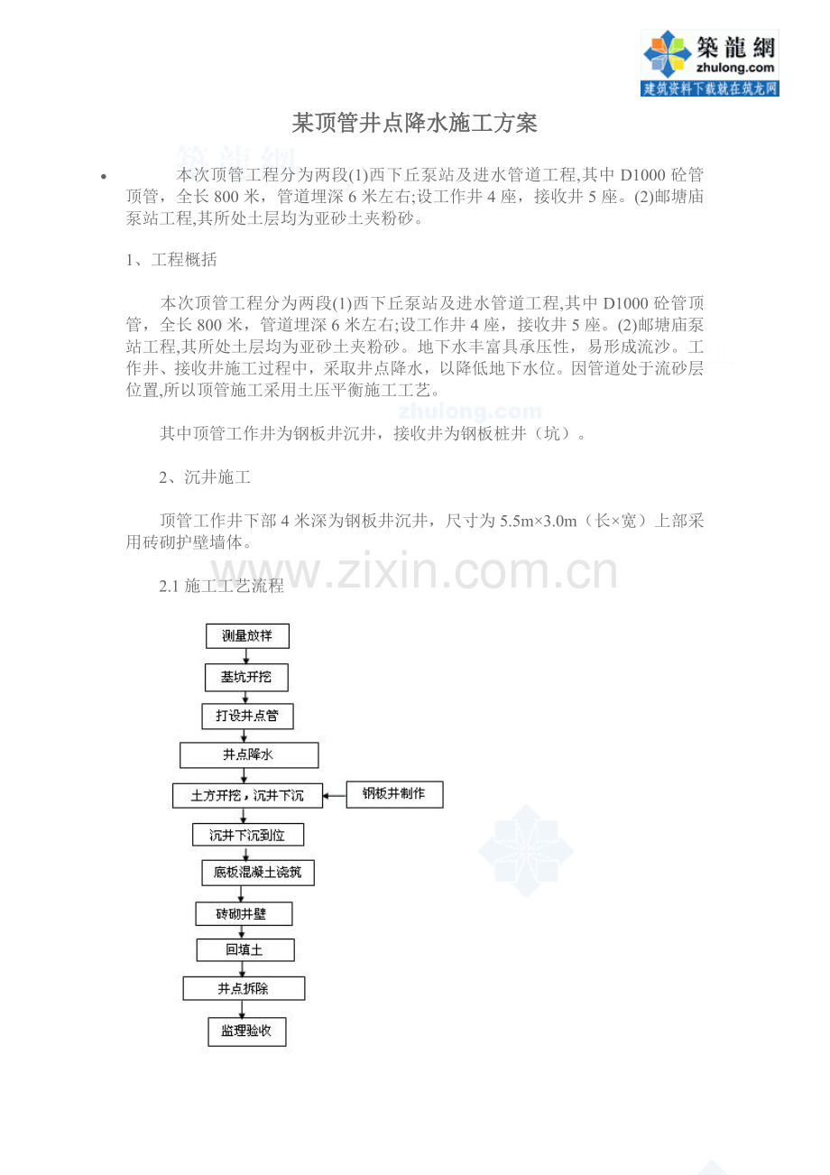 某顶管井点降水施工方案-secret.doc_第1页