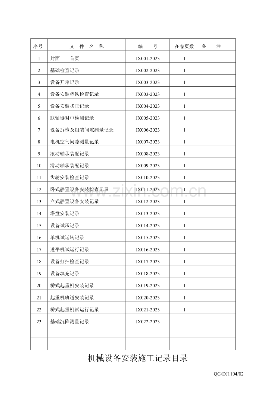 设备安装施工记录交工表格.doc_第2页