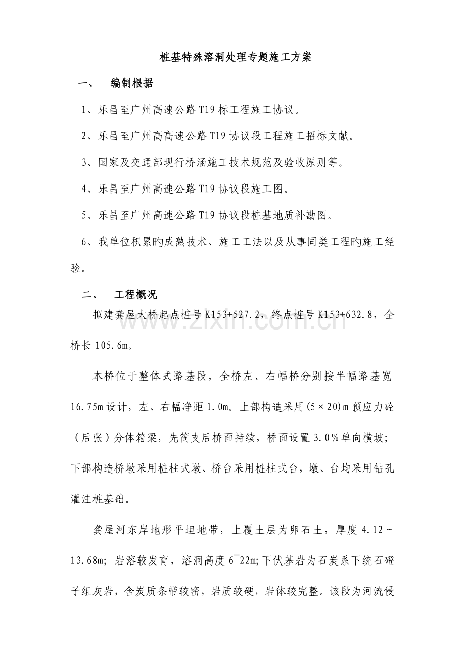 桥梁桩基特殊溶洞处理专项施工方案.doc_第1页