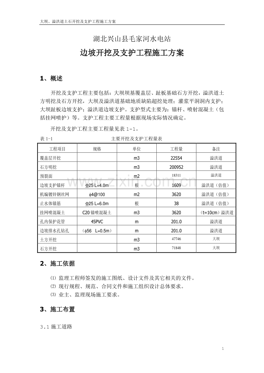 大坝、溢洪道土石开挖施工方案.doc_第1页