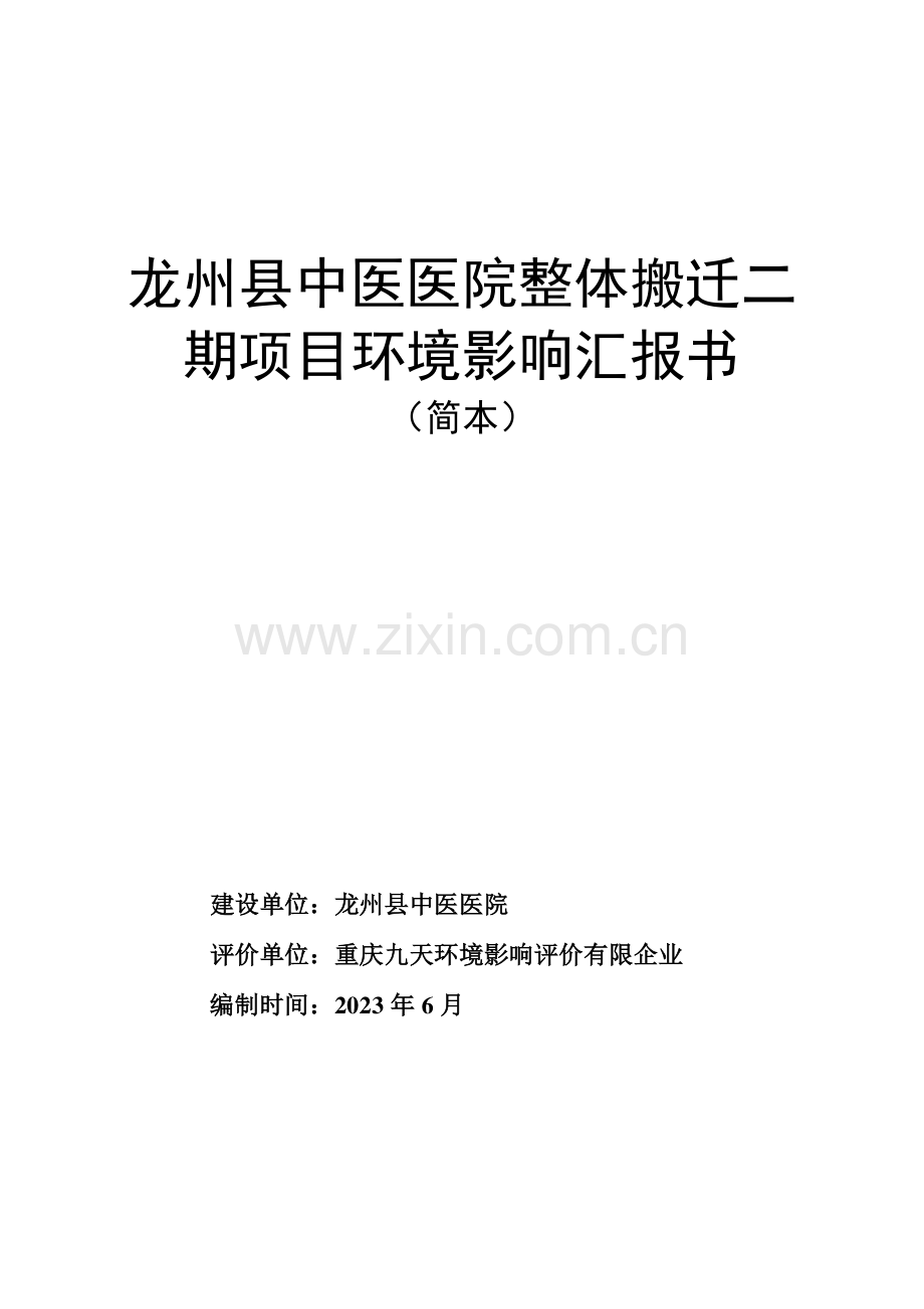 龙州中医医院整体搬迁二期项目报告书.doc_第1页