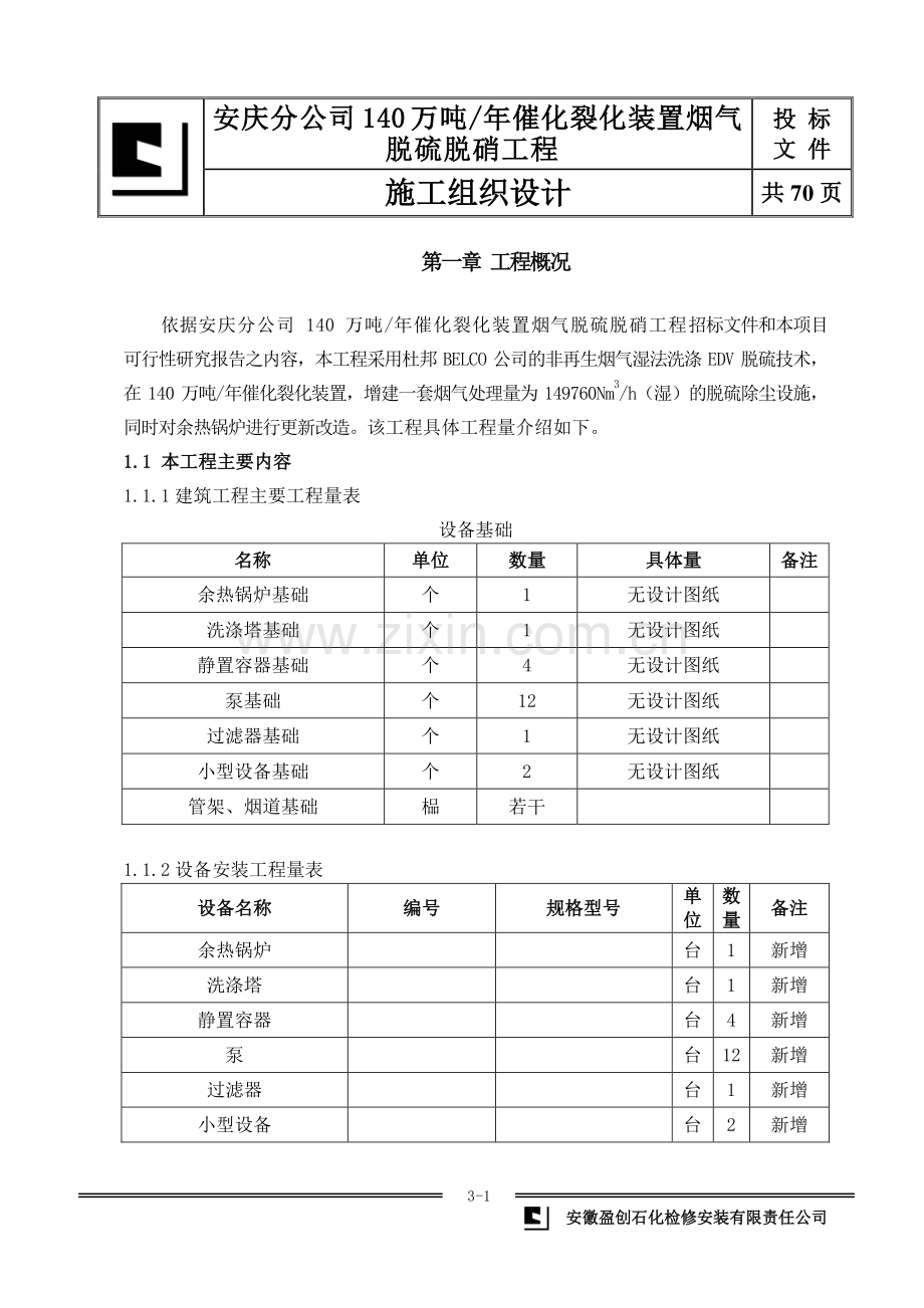 催化烟气脱硫脱硝施工组织设计.doc_第1页