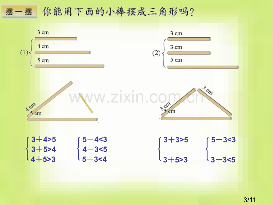 南郑县华燕学校北师四下三角形边的关系课件省名师优质课赛课获奖课件市赛课百校联赛优质课一等奖课件.ppt_第3页