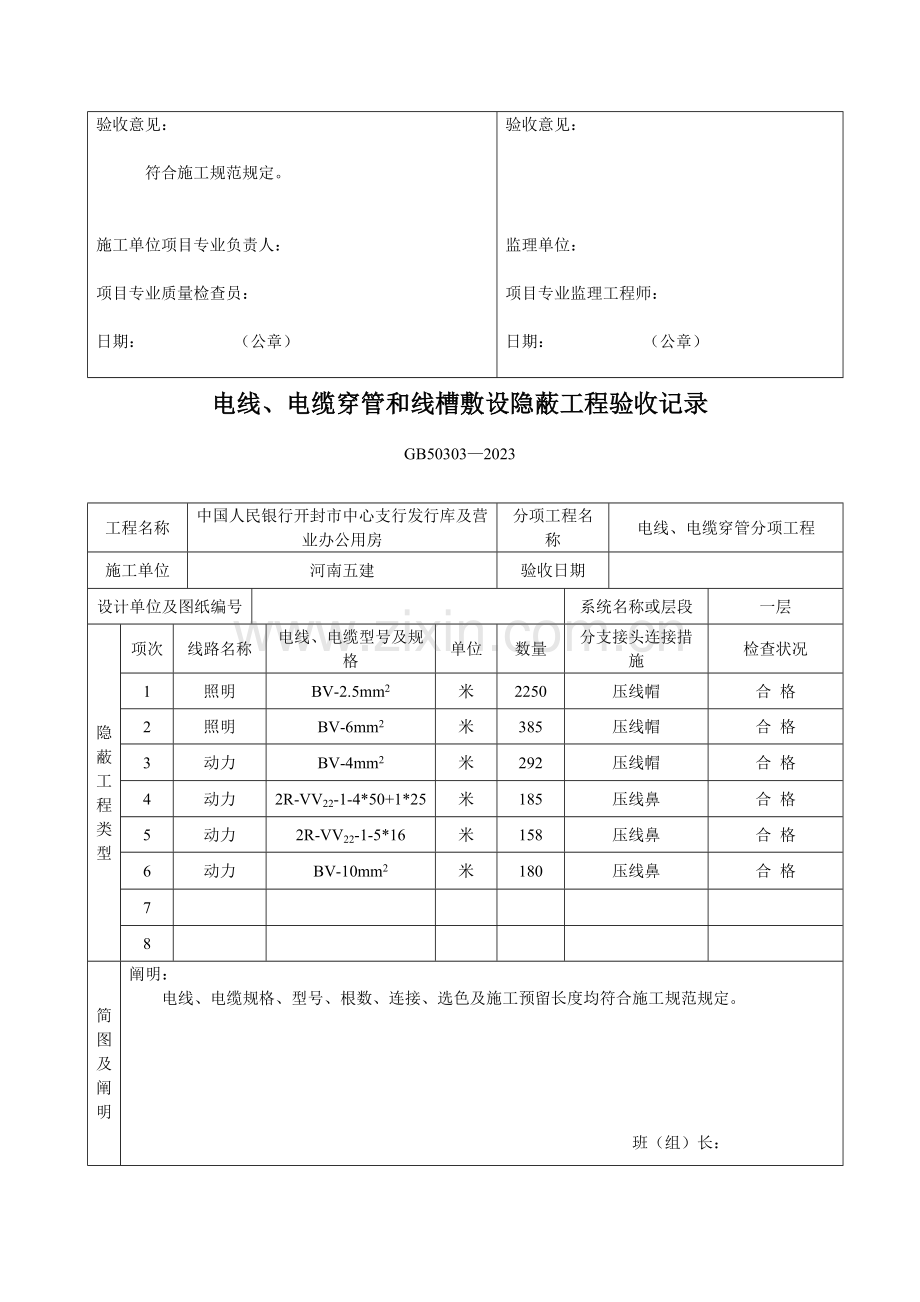 电线电缆穿管和线槽敷设隐蔽工程验收记录.doc_第2页