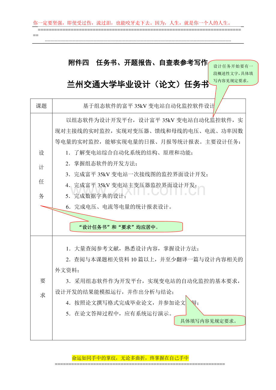 自动化与电气工程学院2013年毕业设计使用的任务书、开题报告自查表模板.doc_第1页