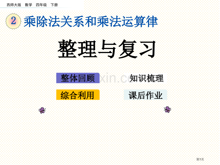 四下第二单元乘除法的关系和乘法运算律2.9-整理与复习市名师优质课比赛一等奖市公开课获奖课件.pptx_第1页