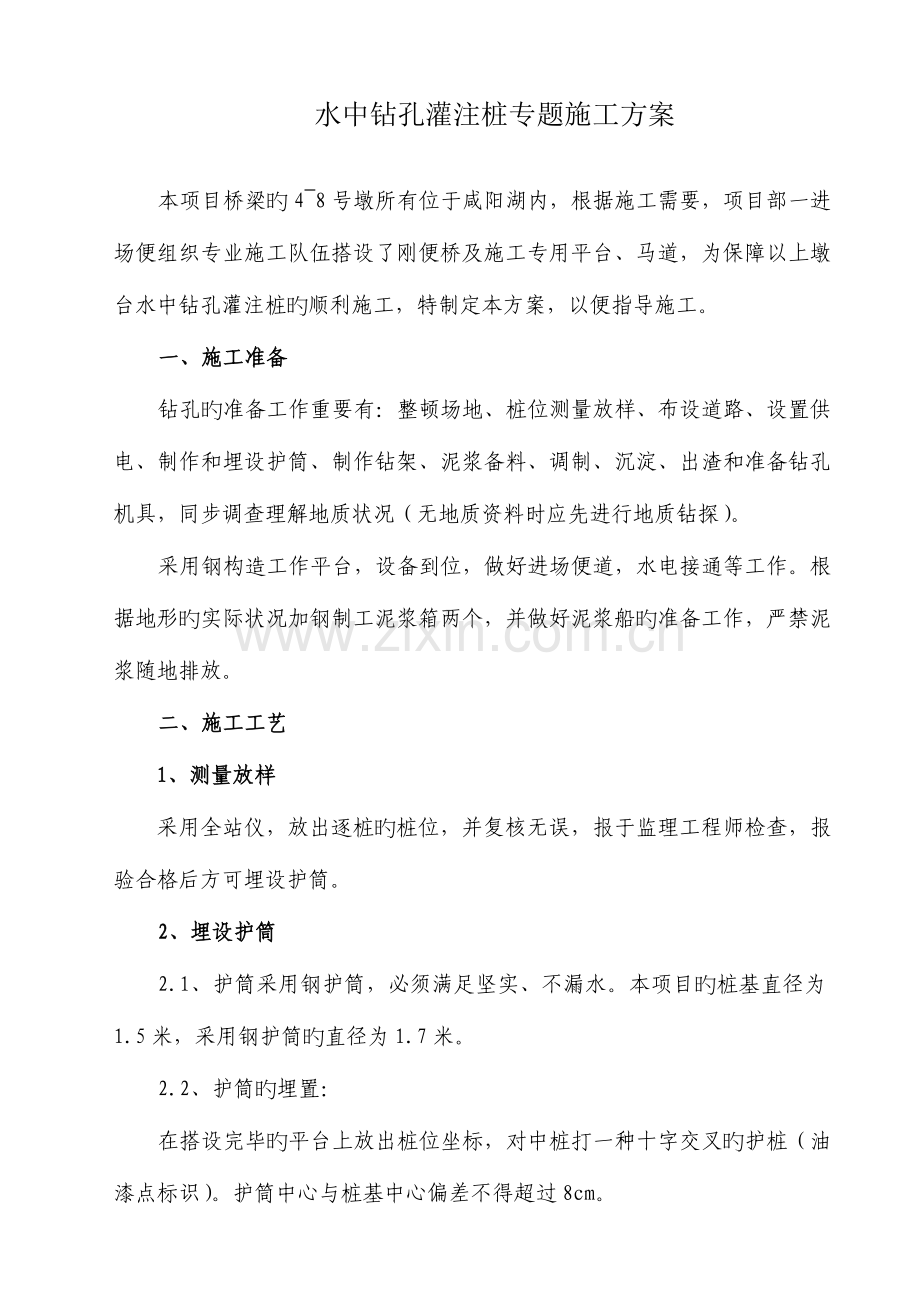 水中钻孔灌注桩专项施工方案.doc_第1页